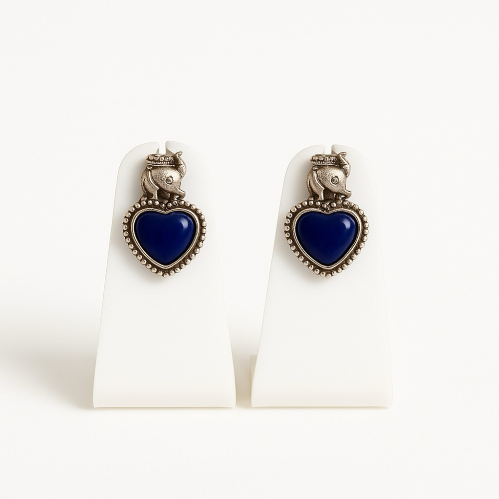 Lapis Guardian Heart Studs
