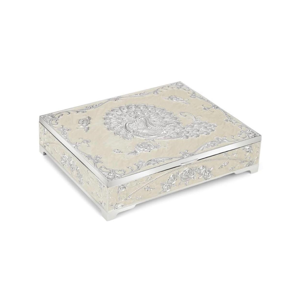 Peacock Royal Silver – Dry Fruits Container Set Box for Gift