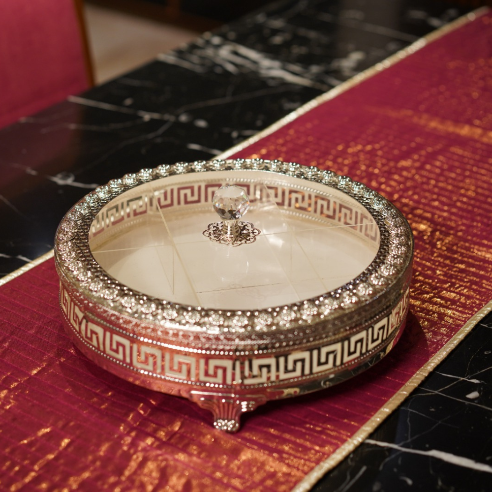 Elegant German Silver Dry Fruits & Gift Box – Round Décor